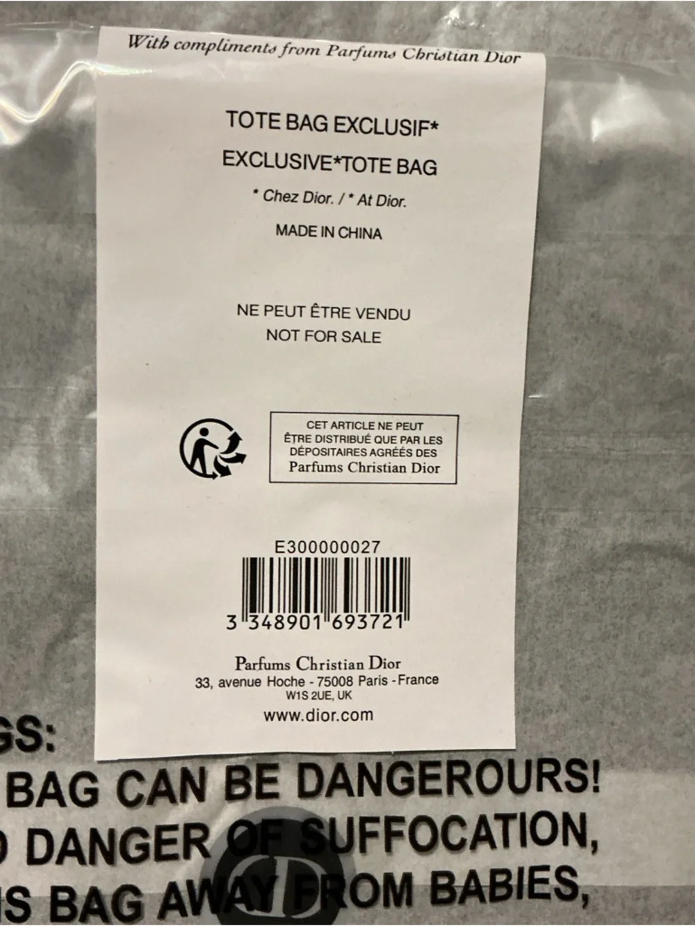 Christian Dior  Tote Bag -black mesh